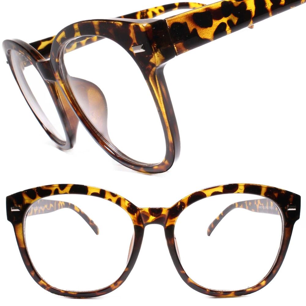 Oversized XXL Vintage Retro Style Clear Lens Eye Glasses Cat Eye Tortoise Frame